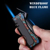 honest cigar lighter with punch visible gas window windproof jet flame gas butane cigarette torch lighter gift for men no gas