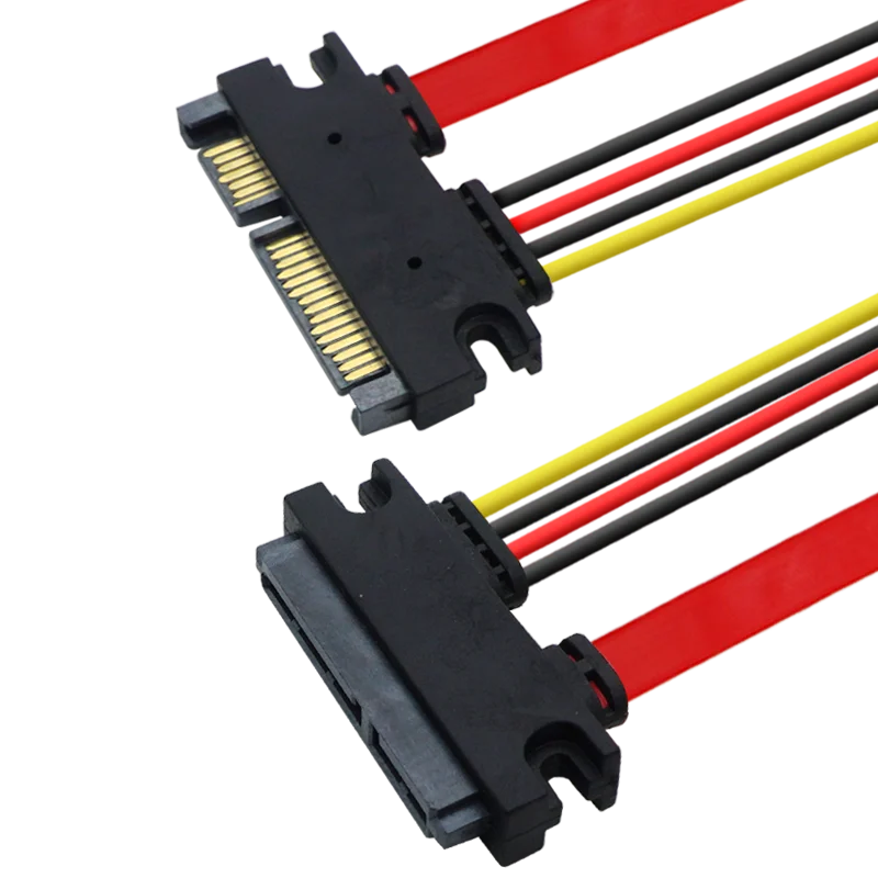 Новейший 30см 22-контактный SATA-кабель мужского на женский разъем, 7+15 контактный серийный ATA-переходник данных с питанием.