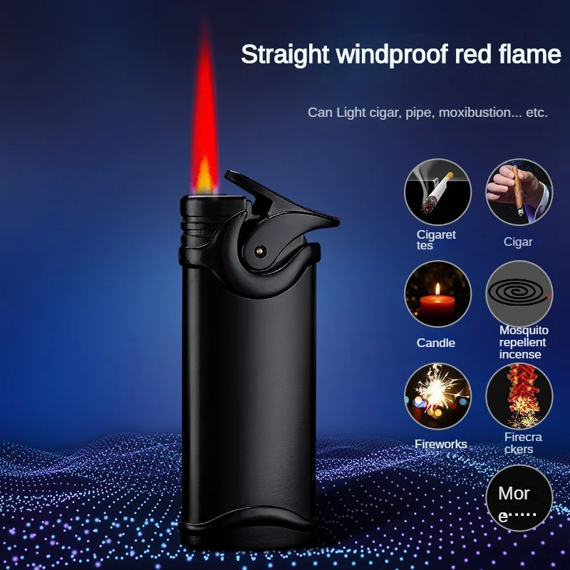 

Metal Jet Gas Lighter Waterproof Turbo Red Flame Lighter Refillable Butane Gas Cigar Cigarette Lighters Smoking Accessories