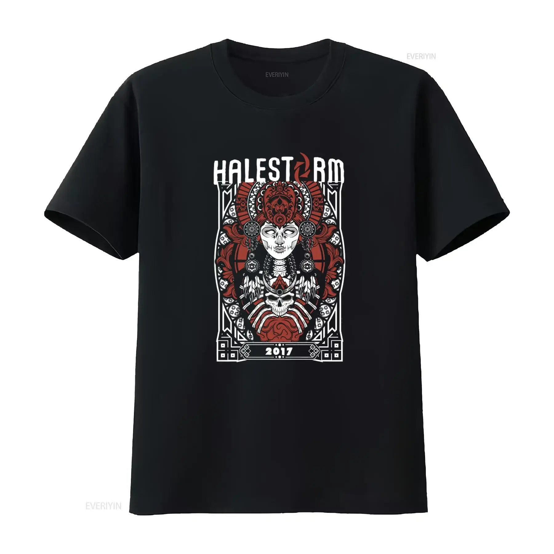 Фото Футболка Halestorm 2017 с принтом черепа для фанатов, размер S-5XL, дизайн Summer Tour, винтажный стиль, стильная уличная одежда, удобная повседневная одежда для мужчин №1