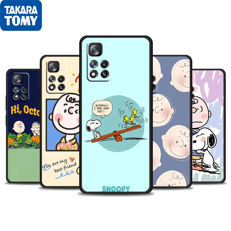 

Cartoon Anime Snoopy Boy For Xiaomi Redmi Note 11 10 11T 10S 9 9S 8 7 5G 4G Soft Black Phone Case Fundas Coque Capa Cover Shell
