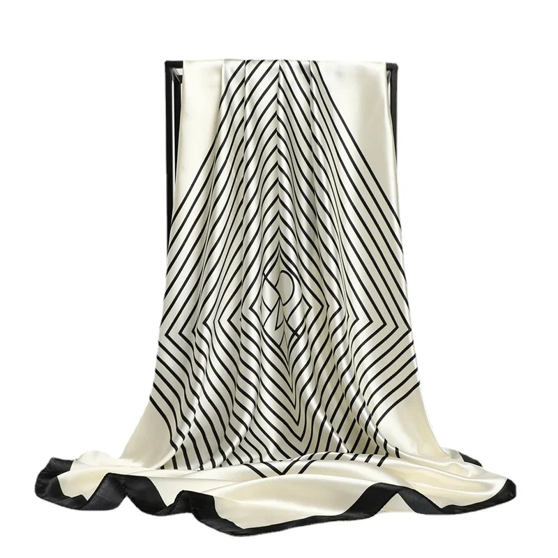 

2022 Spring and Autumn New Square Scarf Women's 90*90cm Imitated Silk Scarf Outdoor Neck Hair Decorate Small Kerchief Hijab Lady