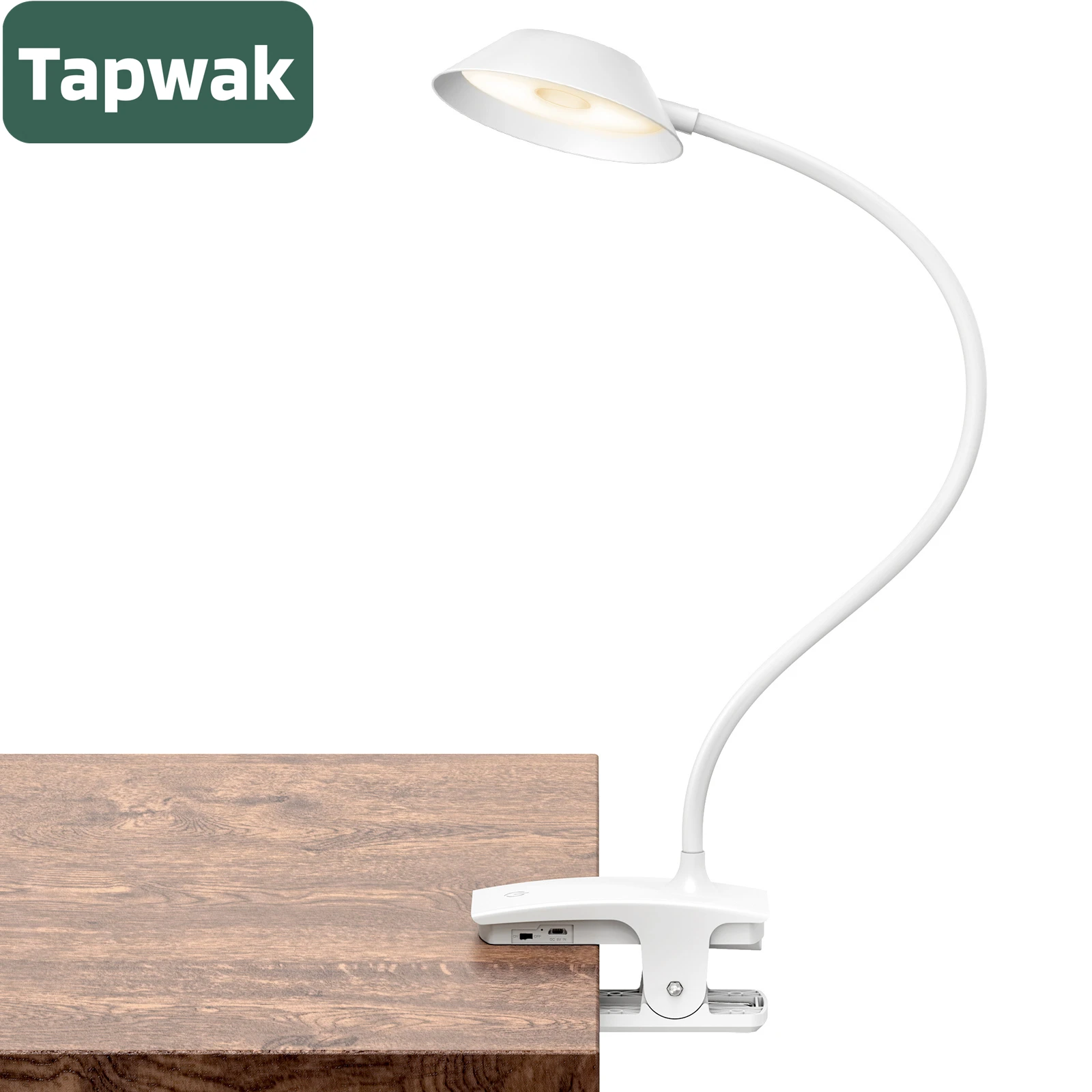 Tapwak 450LM Clip Reading Light for Bed LED Table Reading Lamp USB Rechargeable Flexible Small Book Reading Light for Bedroom