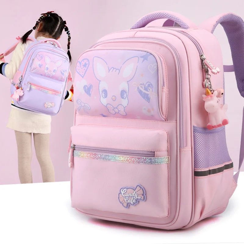Children Cute Cartoon Deer Backpacks New Girls Princess Fashion Lightweight Schoolbags Primary School Student Sweet Bag Mochilas