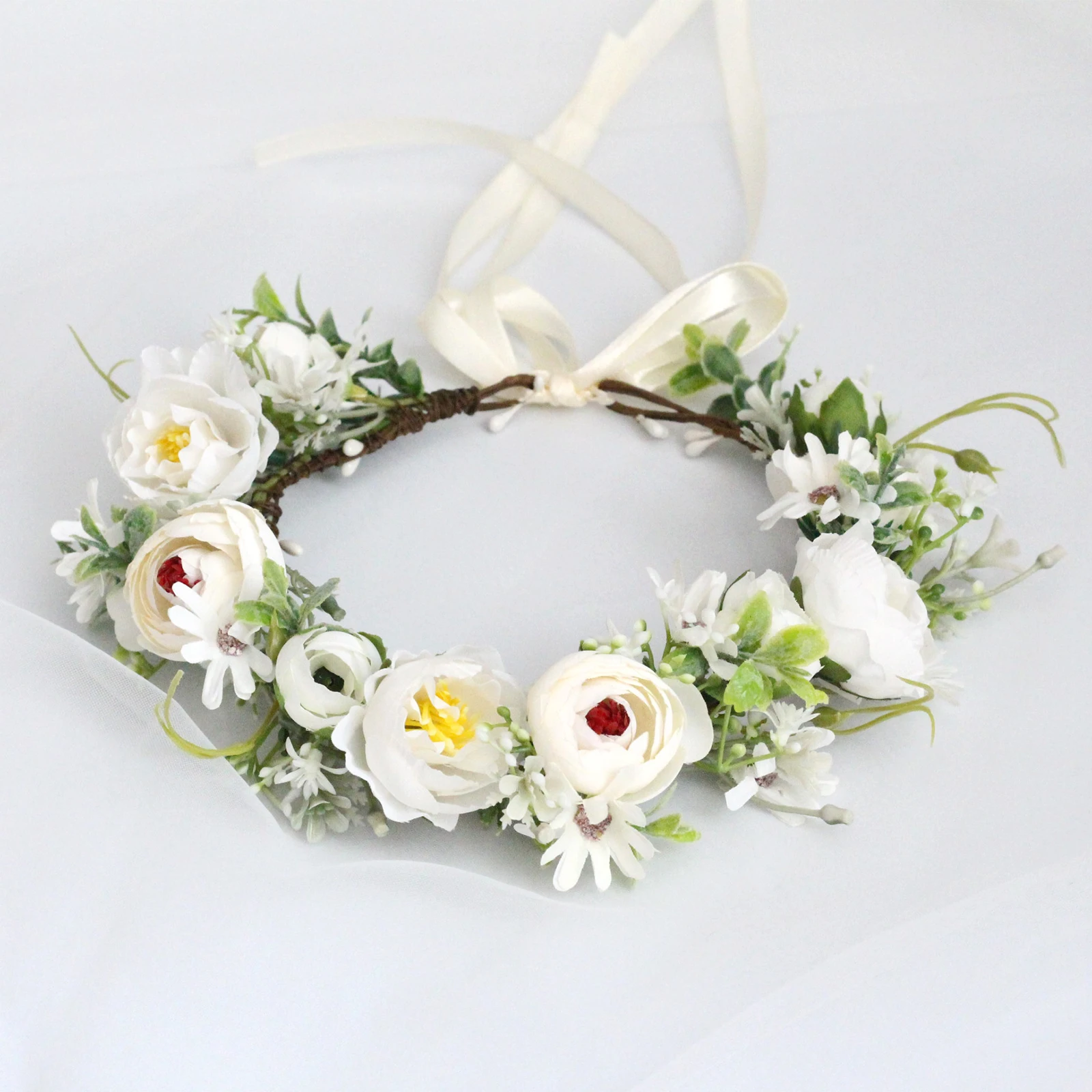 

Bride wedding wreath and headband