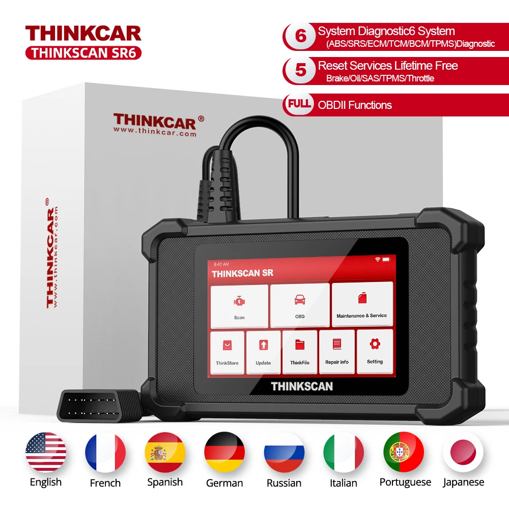 Сканер ThinkScan SR2/SR4/SR6 OBD2 для систем трансмиссии ABS SRS считыватель кодов поддержка 28