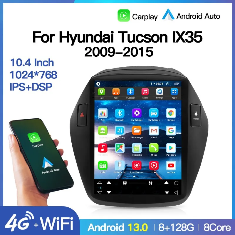 

10.4" Android Tesla Screen 64G/128G Car Radio Multimedia Player for Hyundai Tucson 2 LM IX35 2009 - 2015 Gps Navi 2 Din Carplay