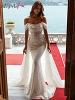 alagirls luxury wedding dress shiny detachable wedding gown for bride 2022 boho mermaid bridal dress vestidos de noivas