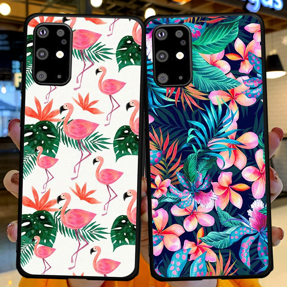 

Роскошный чехол для телефона с винтажным Рисунком Листьев фламинго для Samsung Galaxy S7 S8 S9 S10 Edge S10e S20 S21 Note 8 9 10 20 Ultra Plus