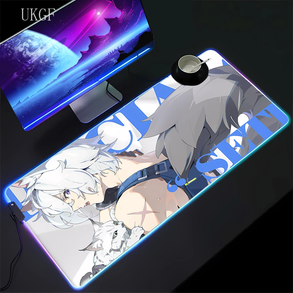 Zenless Zone Zero Seth Lowell Mouse Pad Gamer Rgb Desk Mat Backlight Led Mousepad Setup Gaming Accessories Deskmat Big Mousepads