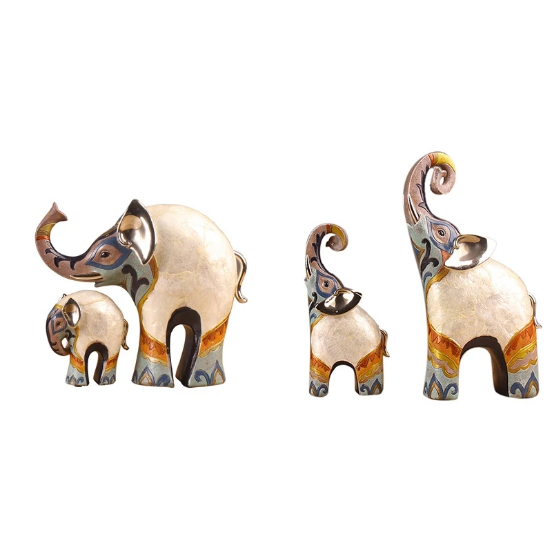 

Creative Auspicious Mother And Child Elephant Resin Ornaments Home TV Cabinet Crafts Decoration Desk Ornaments