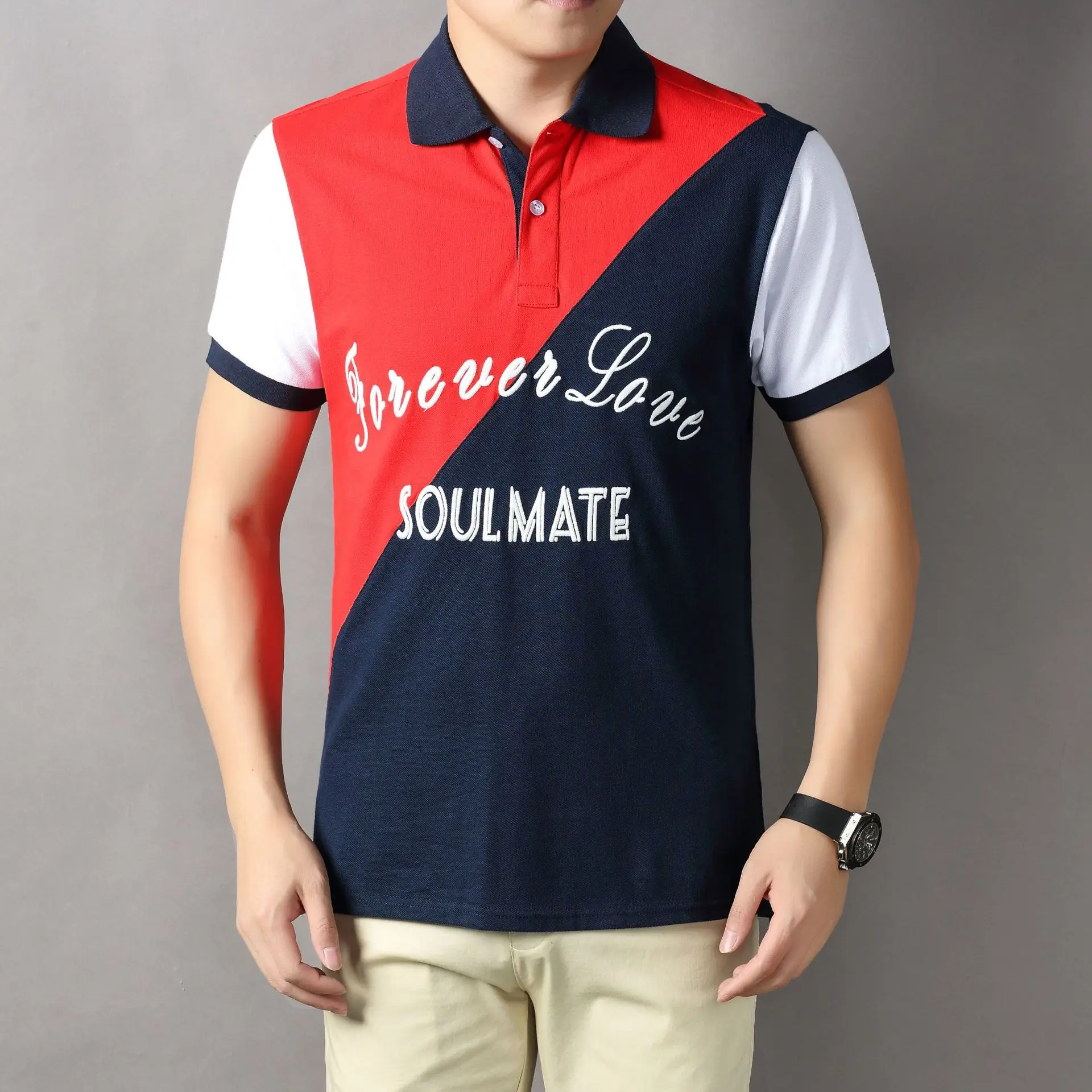 

Бесплатная доставка [Новинка 2022, рубашка-поло для мужчин] хлопковая рубашка-поло с коротким рукавом, Спортивная повседневная модная рубашка...