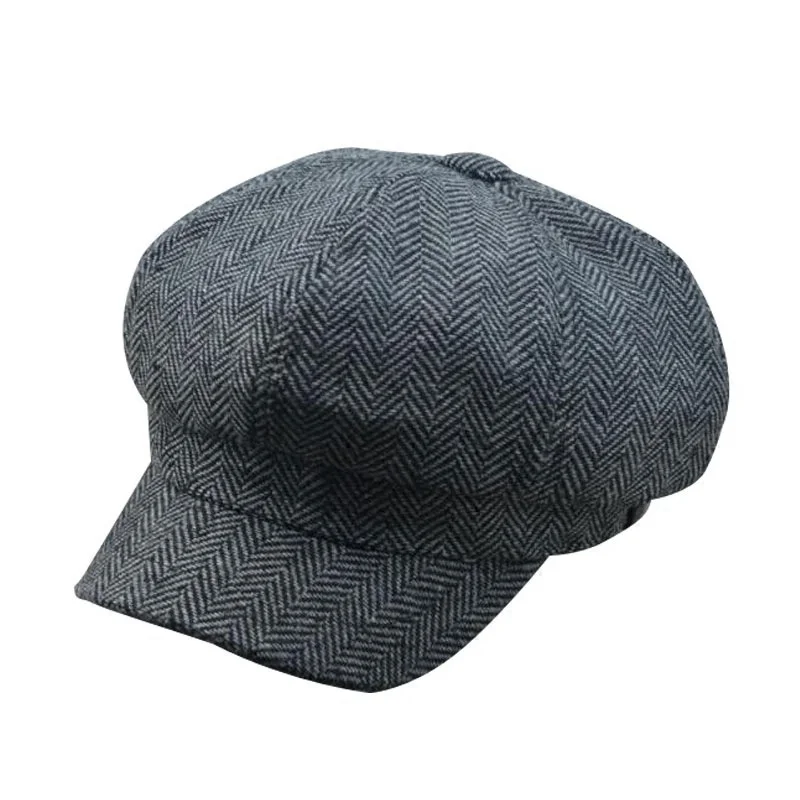

2022 Big Size Fitted Octagonal Cap Ladies Hats Autumn Winter Hats for Women Casual Wool Hat British Retro Beret Man Painter Caps