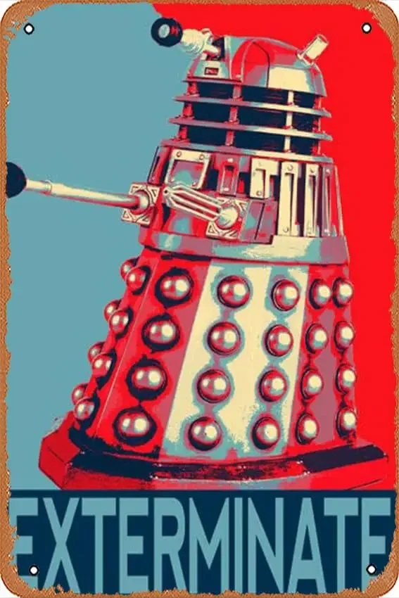 Винтажная металлическая жестяная вывеска в стиле ретро Dalek ɾxterminate Иллюстрация
