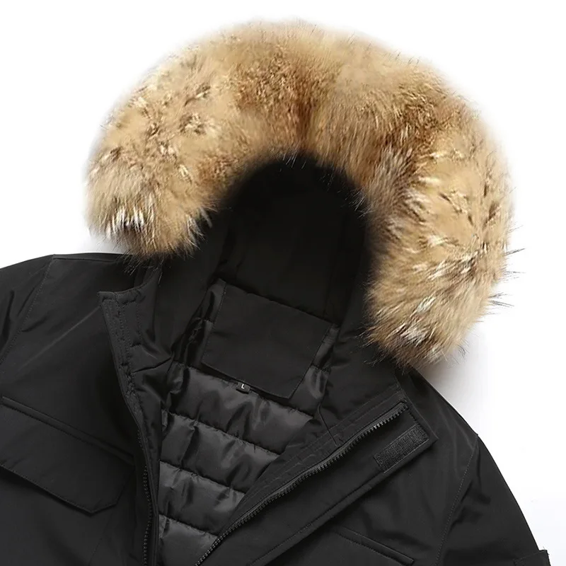 Embroidery CARTELO Winter Men Thicken Ski Windproof Warm Warm Coats Parkas Fur Collar Detachable Hat Puffer Jackets for Men