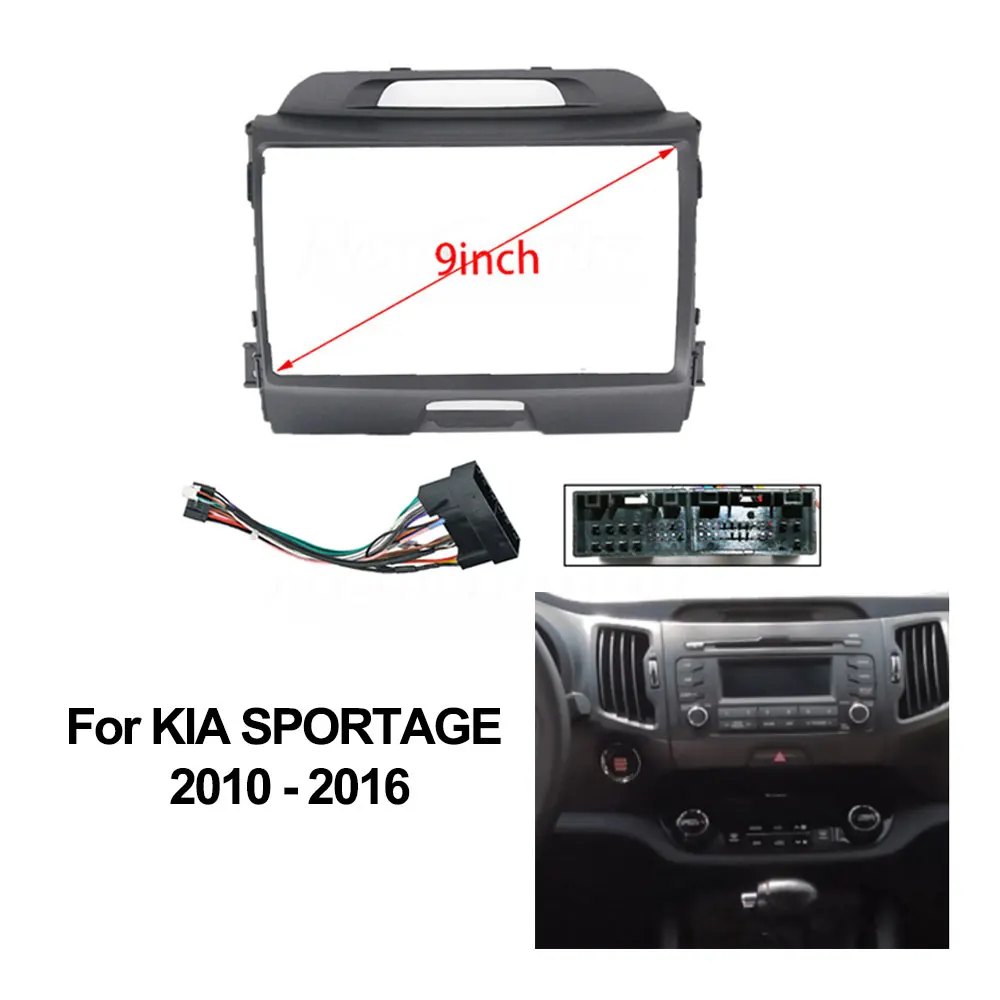 

NewGambu 9 INCH Car Radio Fascia for KIA SPORTAGE 2010-2016 Stereo Player Panel Dash Installation Kit 2 Din Frame GPS DVD Bezel