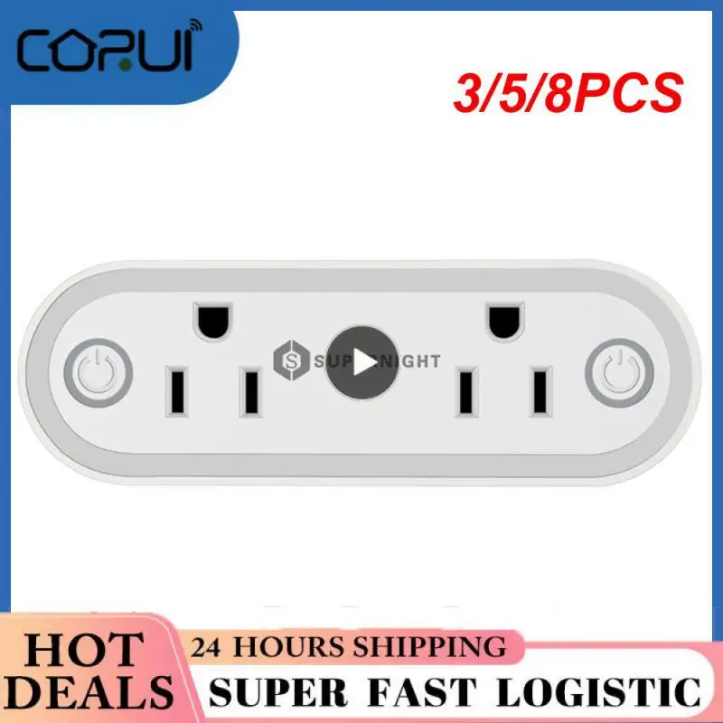 

3/5/8PCS Wifi Us Plug Voice Control Smart Socket Timing 16a Outlet With Light Sensor Night Light Smart Outlet Tuya Smart Life