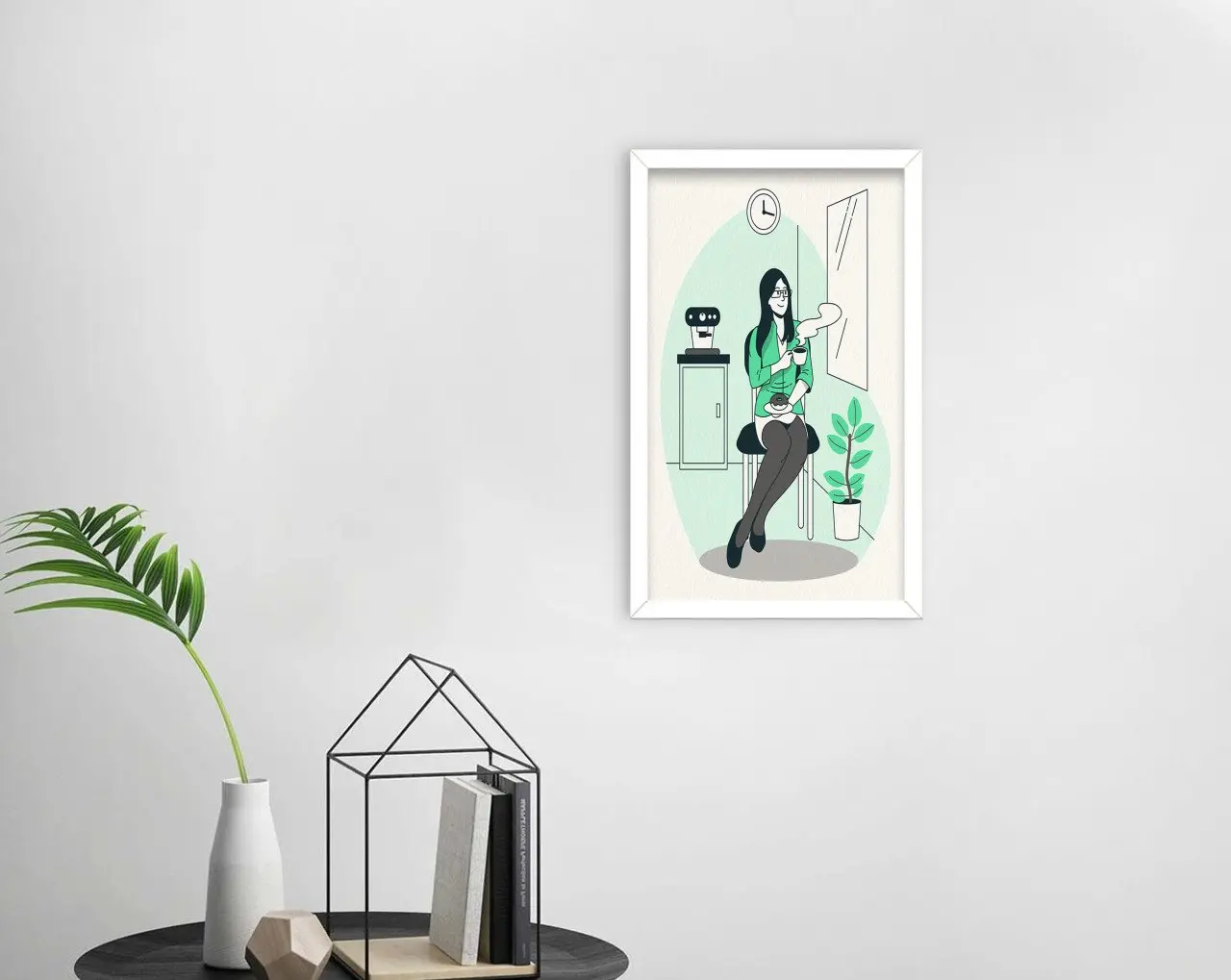

BK Home Coffee Design Decorative Wood White Framed Tablo-28