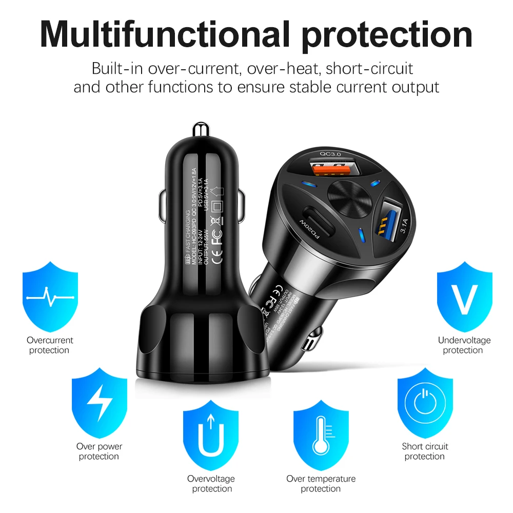 Автомобильное зарядное устройство USB Type-C для iPhone 13 Pro Xiaomi Huawei Samsung |
