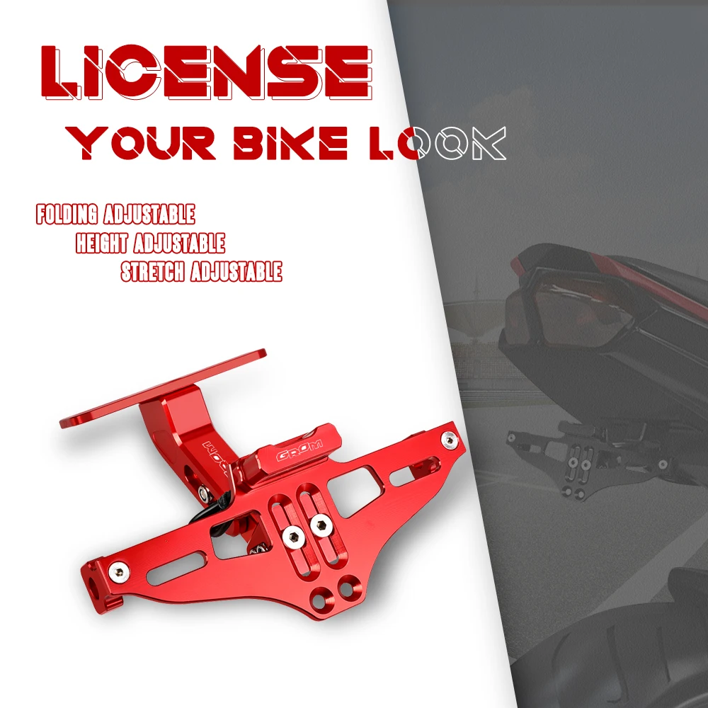 

Motorcycle License Plate Bracket Holder with LED Light Indicator For Honda Grom125 MSX125 MSX125SF Grom 125 2014 2015 2016-2023