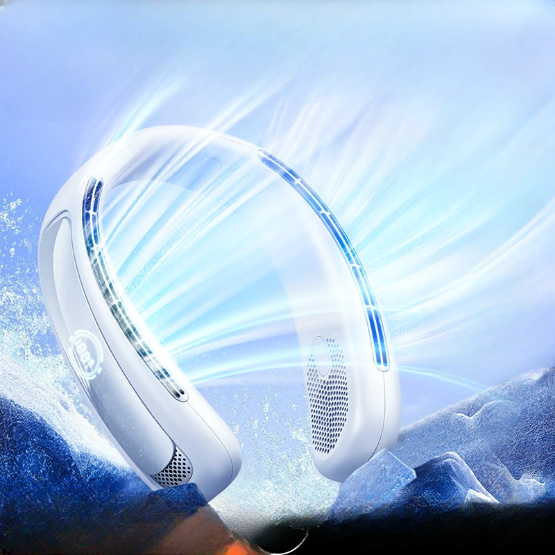 

Portable Hanging Neck Fan Air Conditioner USB Rechargeable Air Cooler 5 Speed Electric Neckband Air Cooler Fan Sports Outdoor