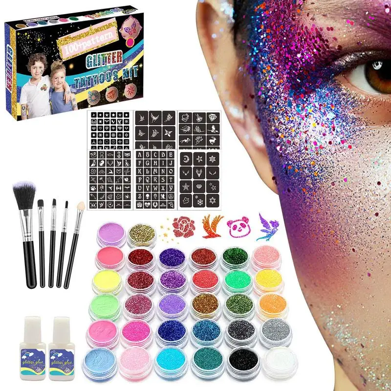 

Temporary Glitter Set Stage Party Glitter Makeup Kit Waterproof Temporary Gifts For Halloween Christmas Party Festival 26 Color