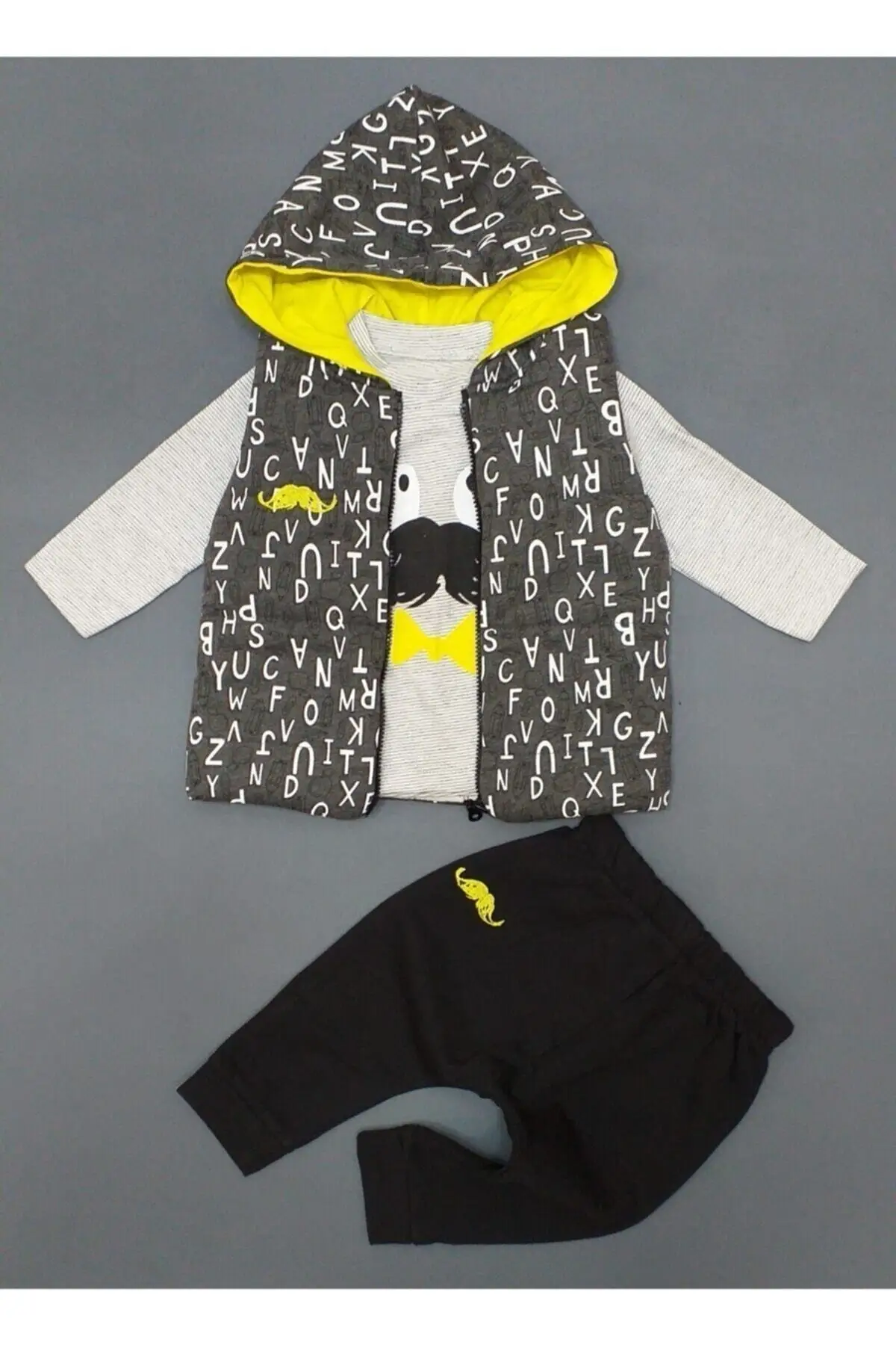 

Baby boy Gray 3 Parça Yelekli Team, hıppıl Baby 100 Cotton Product Suits Clothing