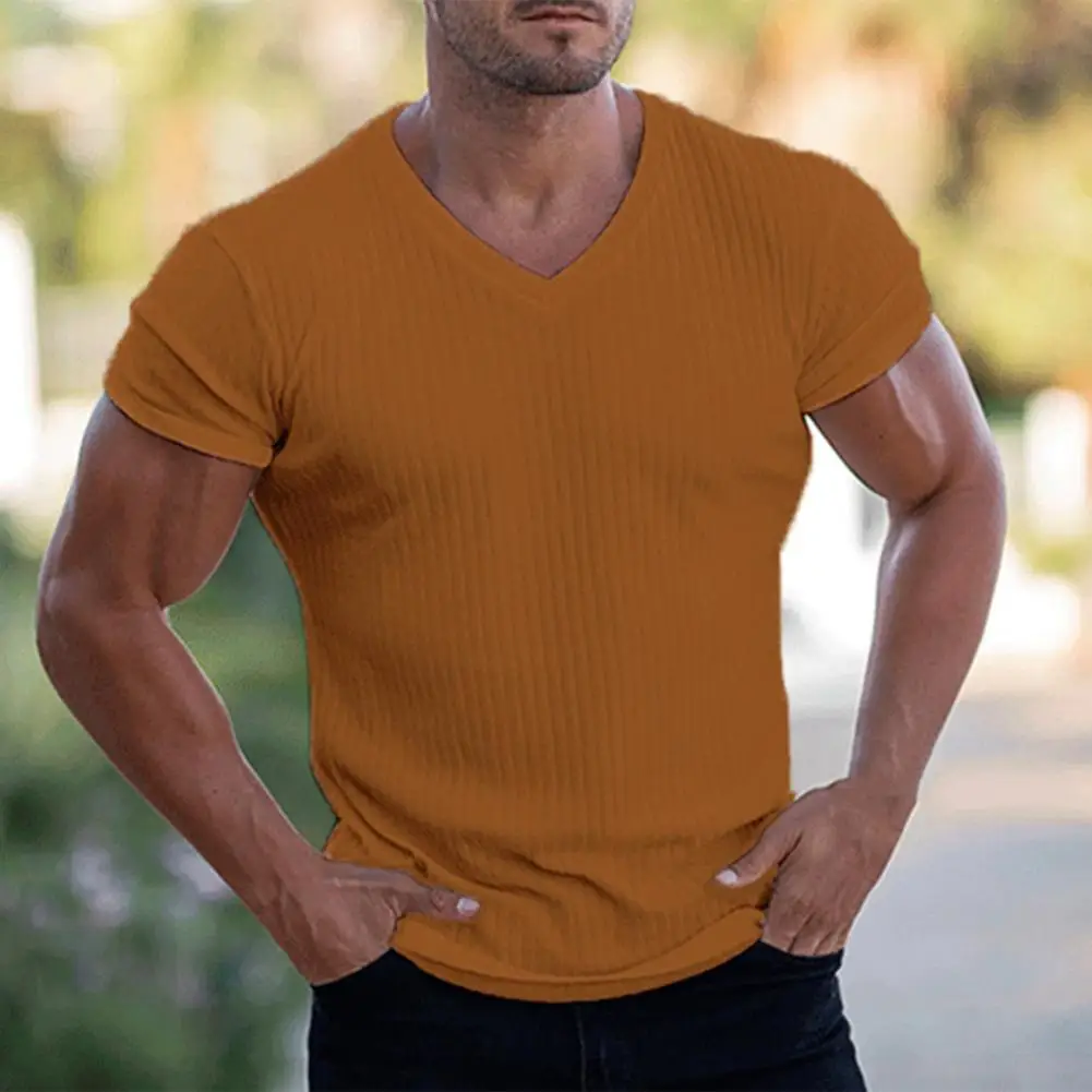 

Men's Tops Tees V neck Short Sleeve Men T Shirt Slim T-shirt Men Solid Color Casual Summer T-shirt for men ropa hombre