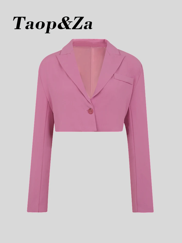 

Taop&Za new women's a grain of buckle pink short leisure suit coat jacket