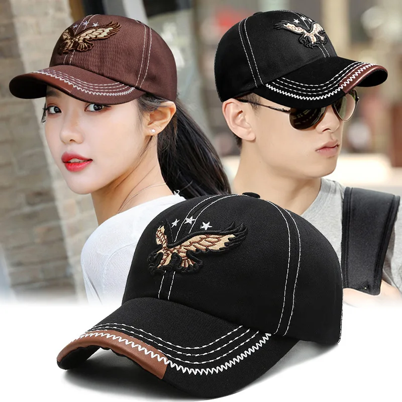 

2023 New Men's women's Baseball Cap Eagle Five-star Embroidery Solid Unisex Outdoor Visor Bone High-quality Cotton Trucker Hats