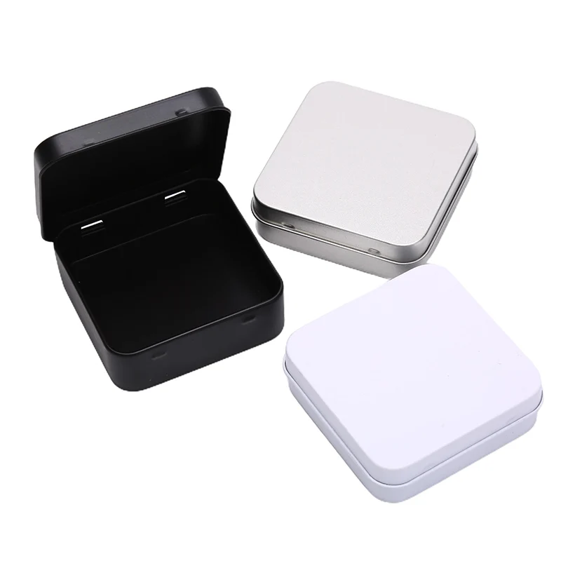 1PC Metal Tins Container Square Hinged Flip Storage Tin Box Small Kit Case Jewelry Coin Candy Condom Organizer Portable Mini - купить по