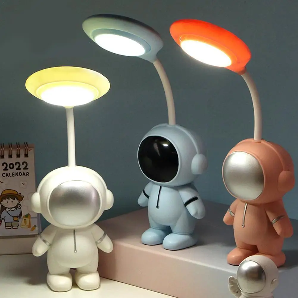 Cartoon Cute Pet Animal Bear Pig Cat Dog USB Recharge Table Lamp Child Warm Battery Eye Light Desk Protection LED White Nig G5R9