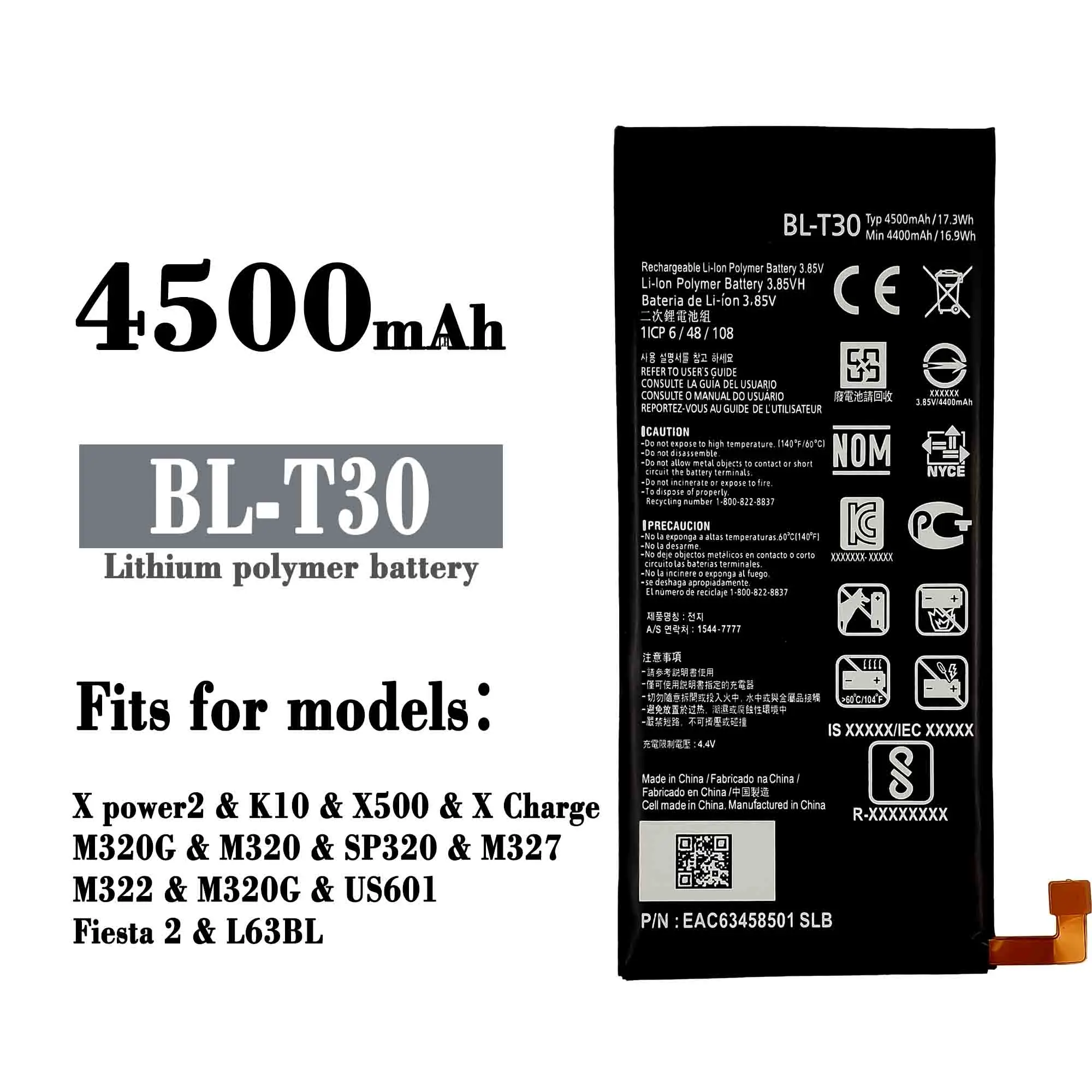 Аккумулятор BL-T30 Для LG X Power 2 II L64VL M320F M320N M322 L63BL K10 M320 M320DSN M320TV MLV7N Bateria |
