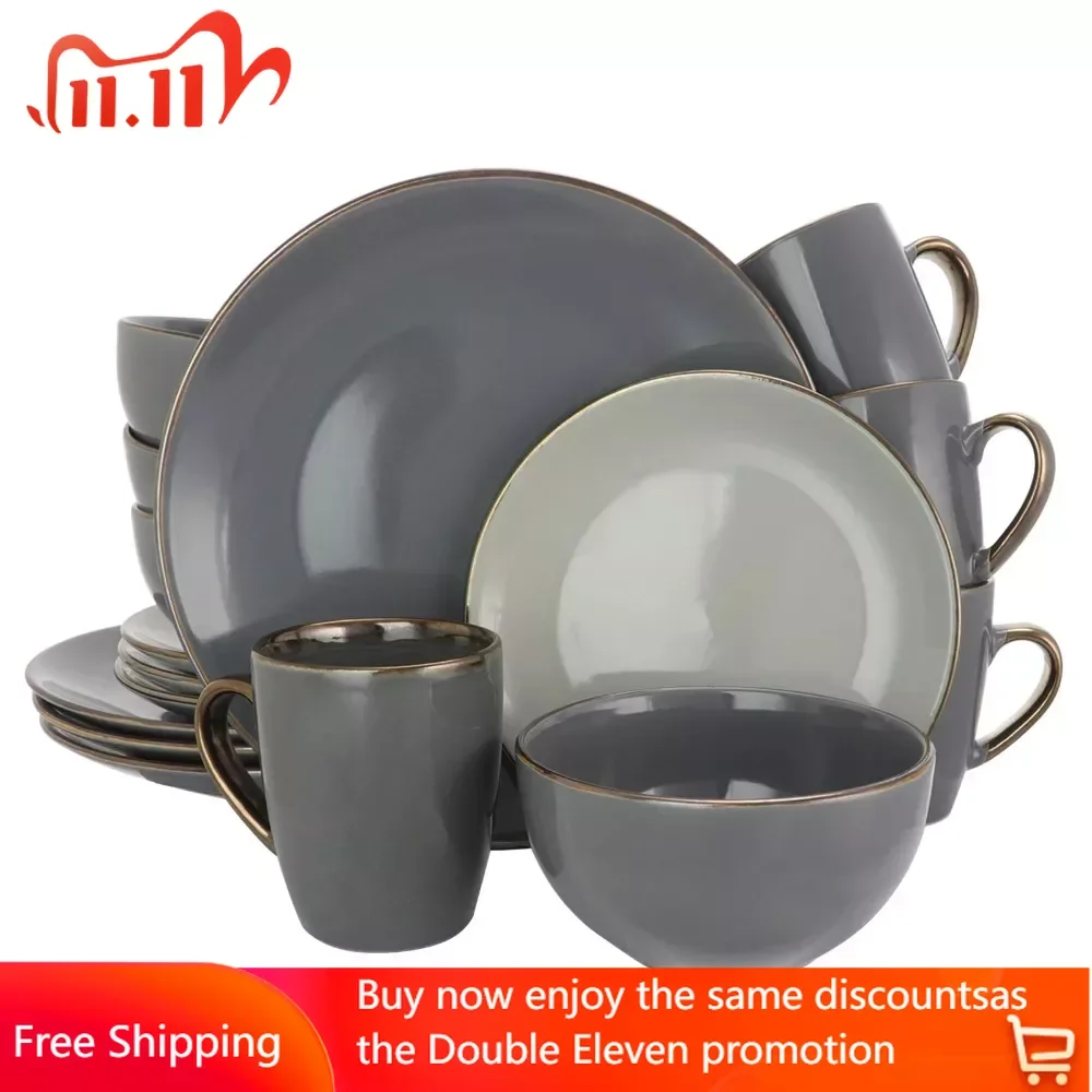 

Тарелка для еды, Обеденный набор, бесплатная доставка, тарелки для ресторана, 16 штук, Роскошная Посуда, набор из камня, сланец, керамические блюда для еды