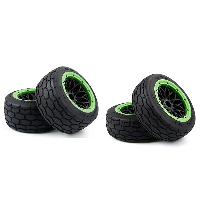 

ROFUN 4PCS Slate Tire Wheel Tyre Assembly Set For 1/5 HPI ROFUN BAHA KM ROVAN BAHA 5B Rc Car Racing Toys Parts,Front & Rear