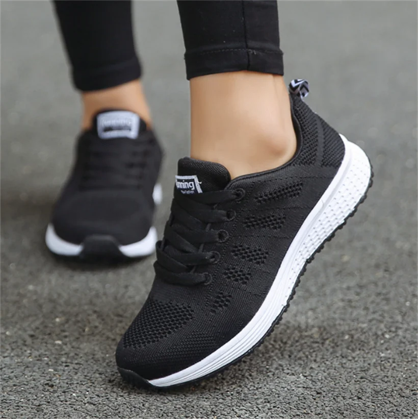 2023 Women Fashion Shoes Breathable Walking Mesh Flat Shoes Woman White Sneakers Casual Tenis Feminino Female Shoes