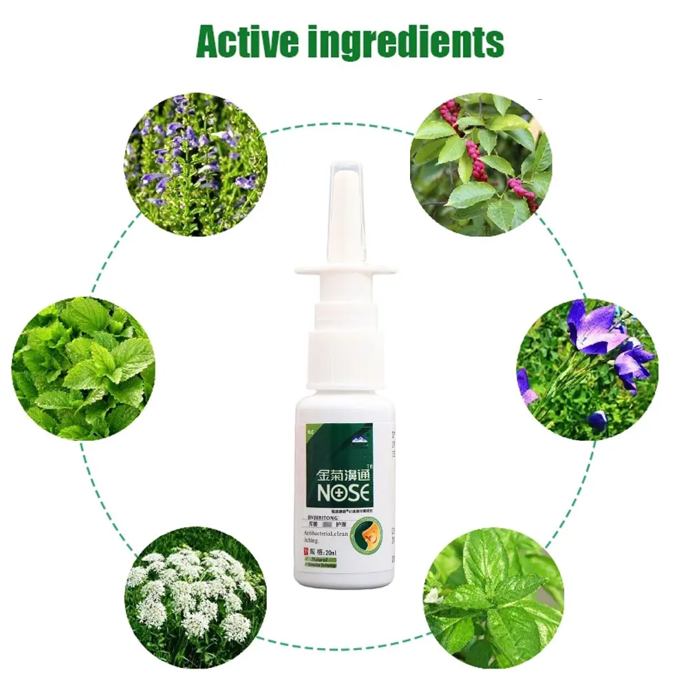 20 мл китайский травяной спрей для носа от ринита и синусита носовой морды носовые