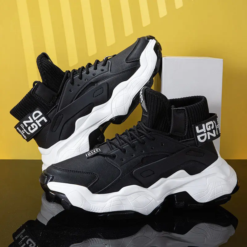 

Кроссовки мужские на платформе, дизайнерская повседневная обувь, высокие кеды, оригинальный бренд, черные