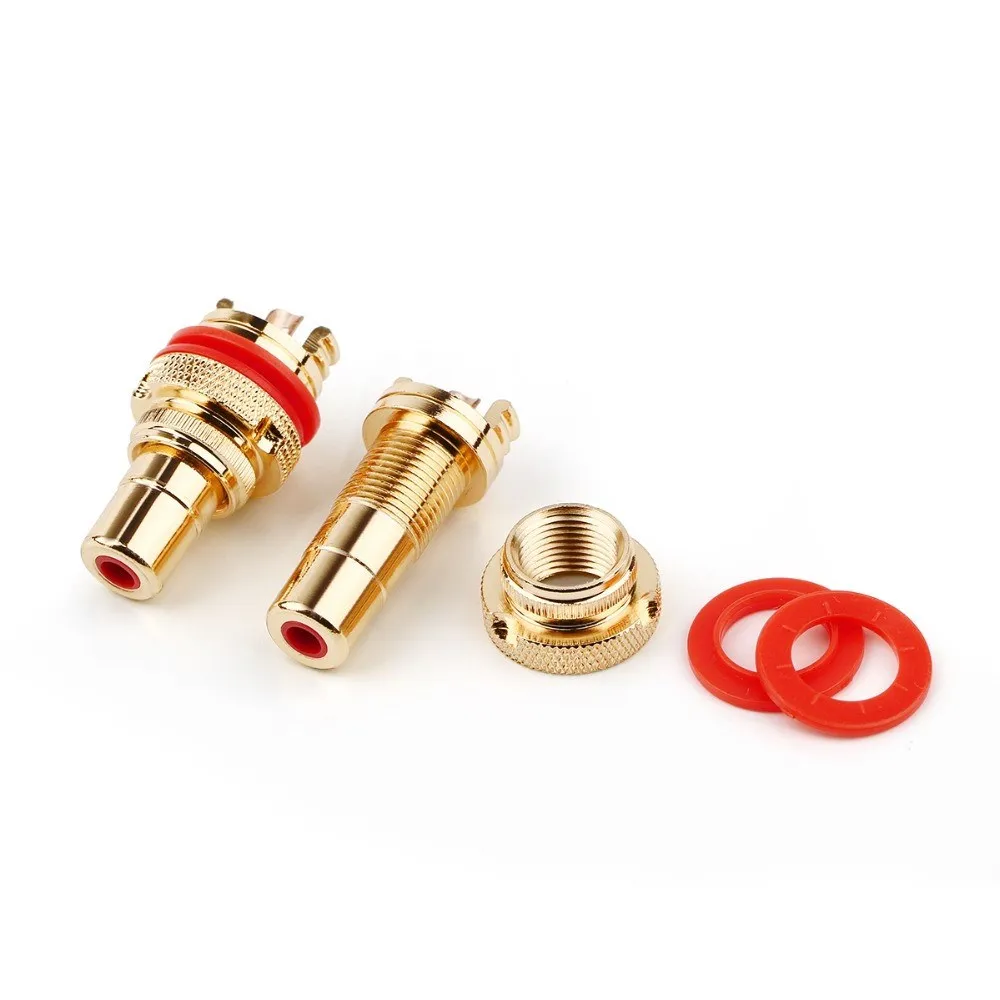 Audiophile RCA Jack Plug Copper Rhodium/Gold Plated CMC RCA Socket For Speakers Terminals Audio Wire Connectors Panel RCA Female