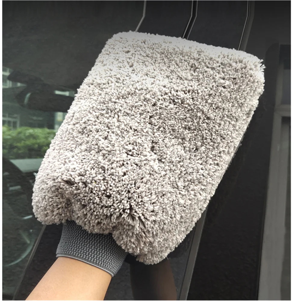 

1 Pcs Gray Plus velvet fiber Car Wash Gloves Car Cleaning Tool Home use Multi-function Cleaning Brush Detailing Never Scrat