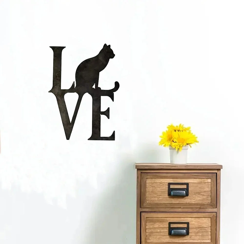 Слово Любви С Котом Металлическое Украшение На Стену Искусственный Металл