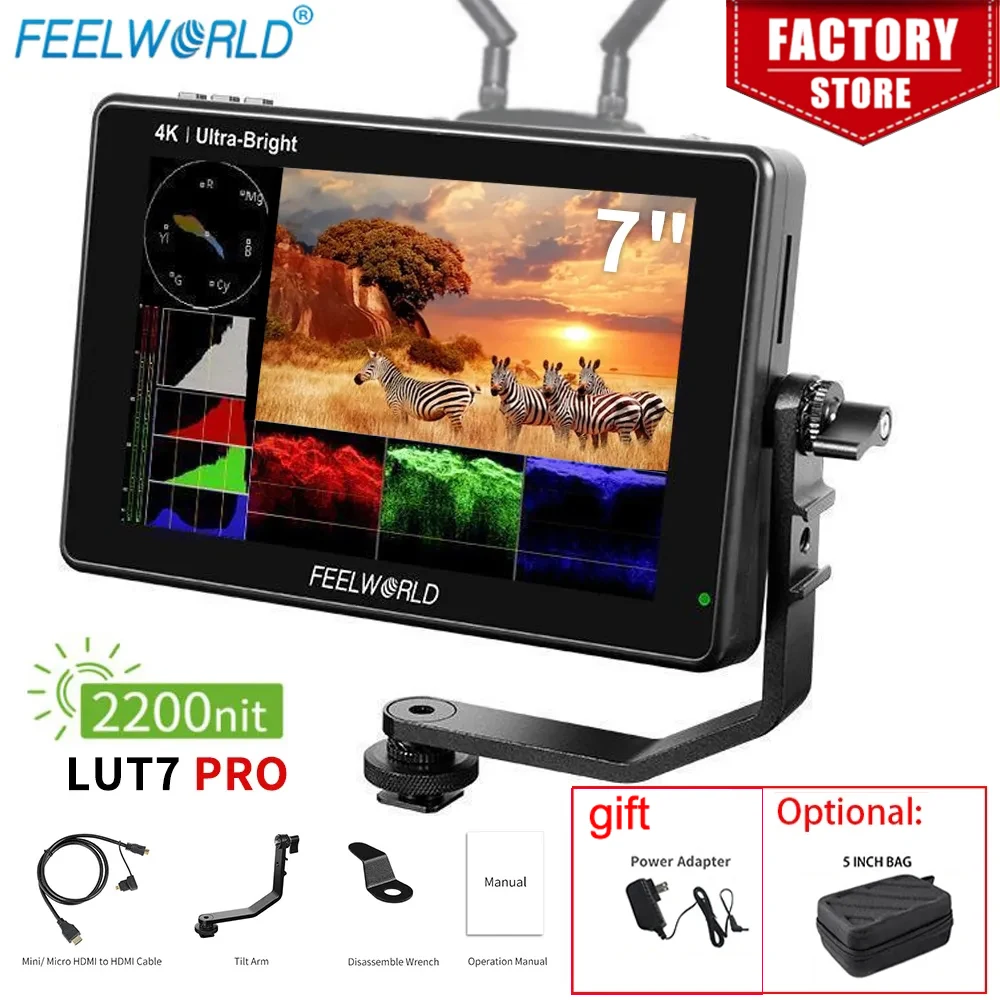 FEELWORLD LUT7 PRO 7-дюймовая портативная DSLR-видеокамера Полевой монитор 4k 3D LUT Сенсорный