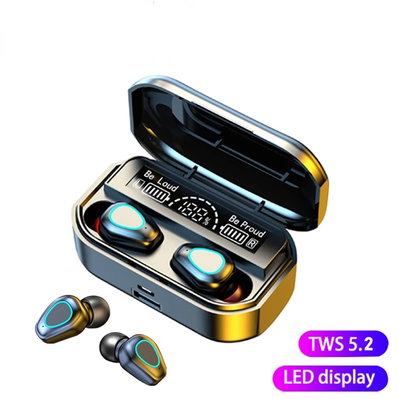 

TWS Wireless Bluetooth 5.2 Headphone 9D Stereo Sports Waterproof Earphones With Mic Charging Box Fone Earbuds For Free Shipping