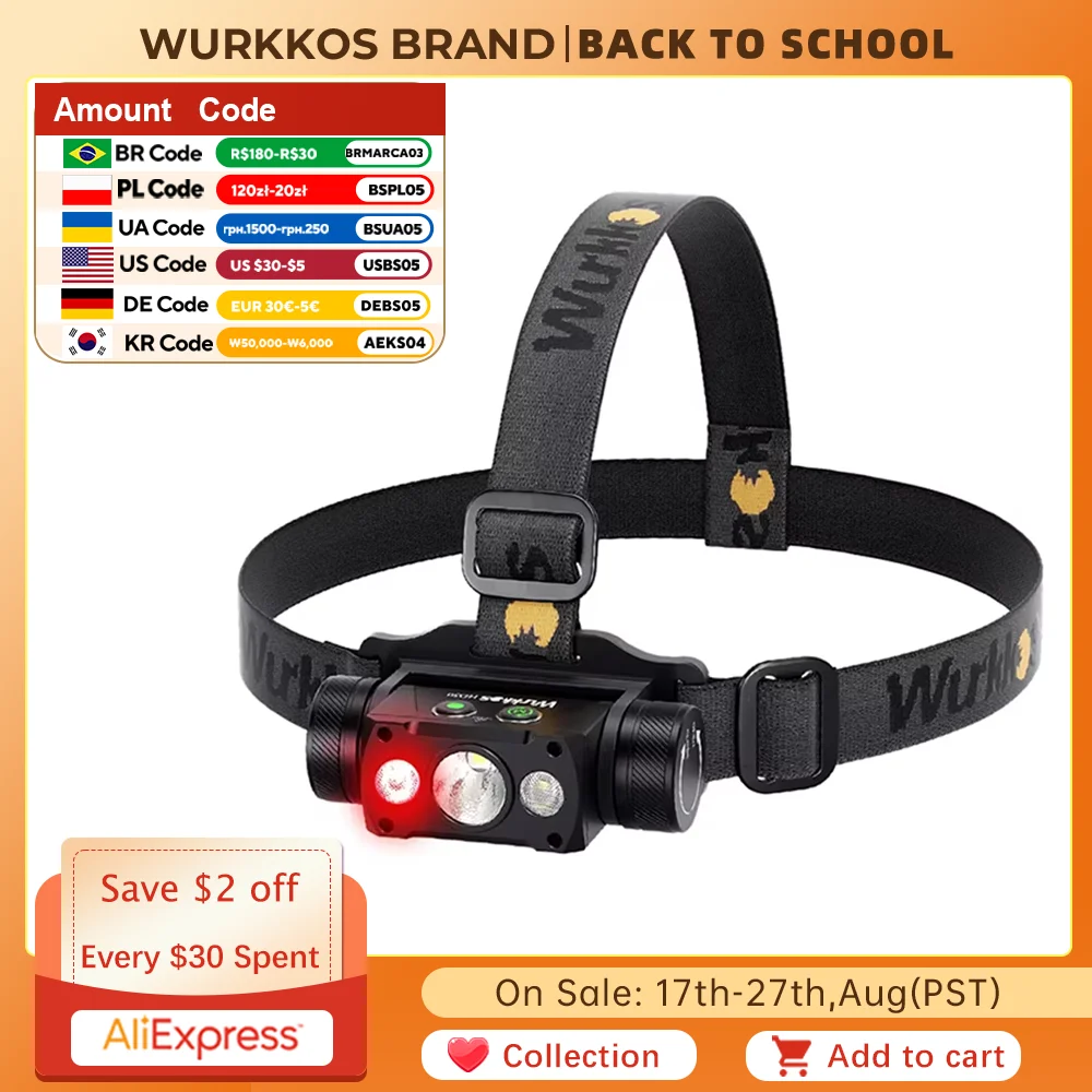 

Налобный фонарь Wurkkos HD50 красный