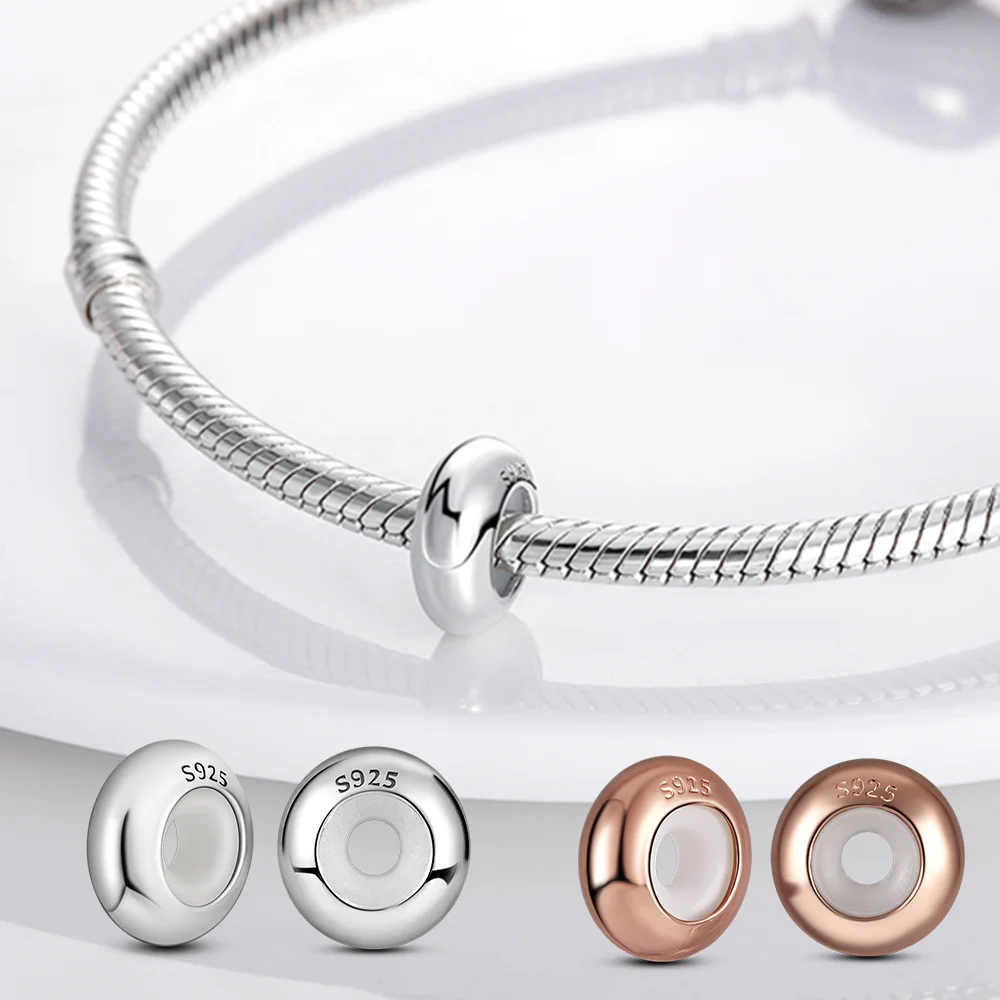 Силиконовые бусины-разделители серебряного 925 пробы золотого цвета силиконовые