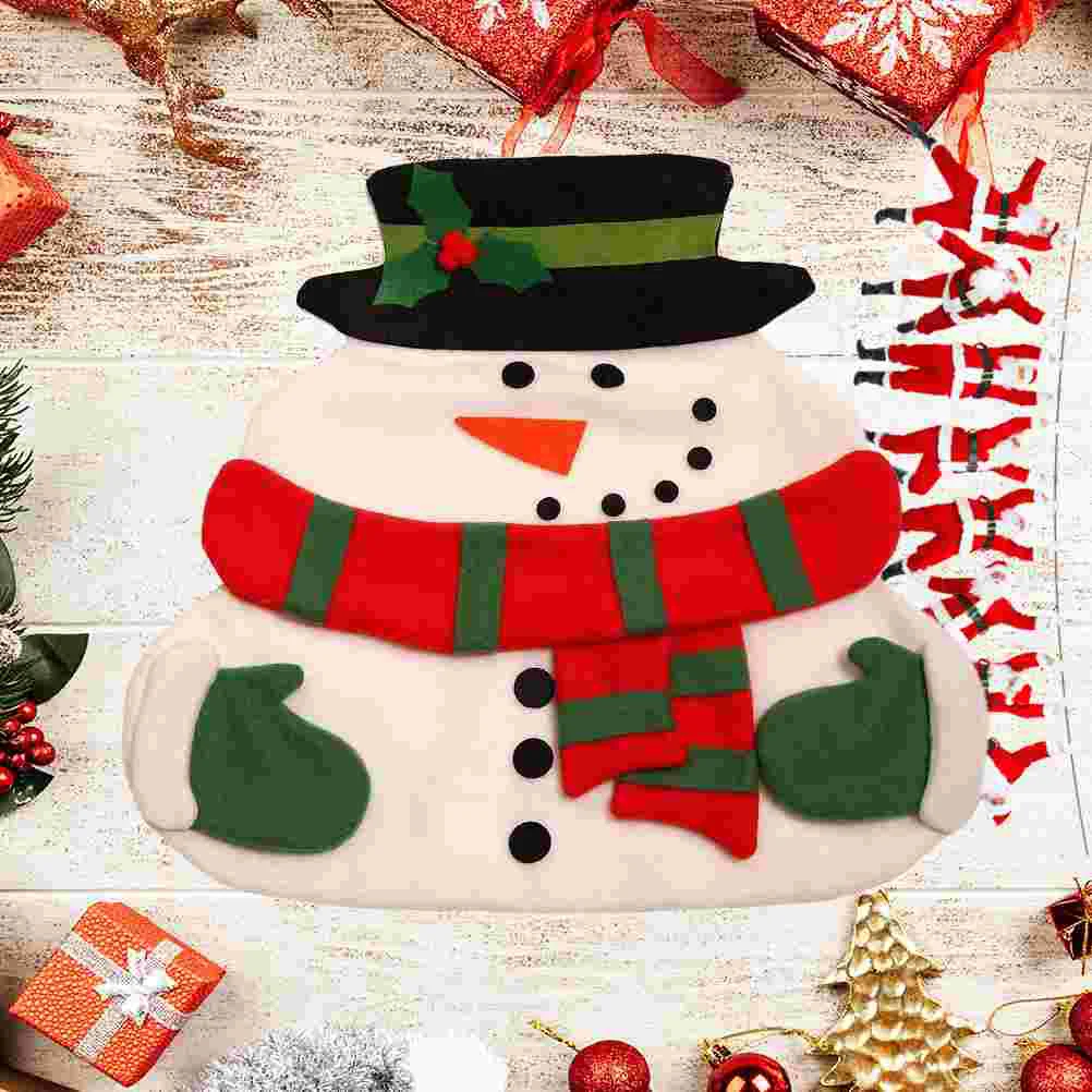 1pc Snowman Shape Placemat Creative Insulated Dining Mat Dining-table Heat Proof Mat Snowman Mat Christmas Tabletop Decor