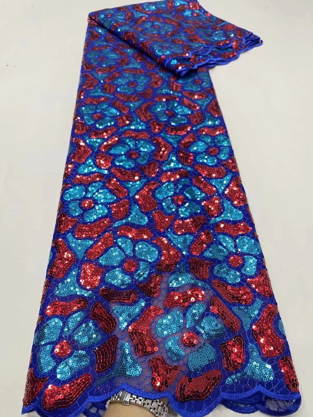 NDPN111 белый + синий вышитый французский тюль кружева с блестками красивые цветы