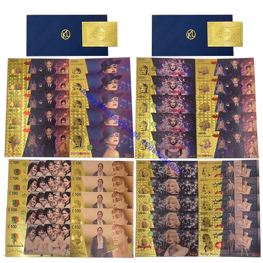 

10pcs/lot America european super star international singer souvenir banknote Famous ladies cards celebrity collectibles for fans