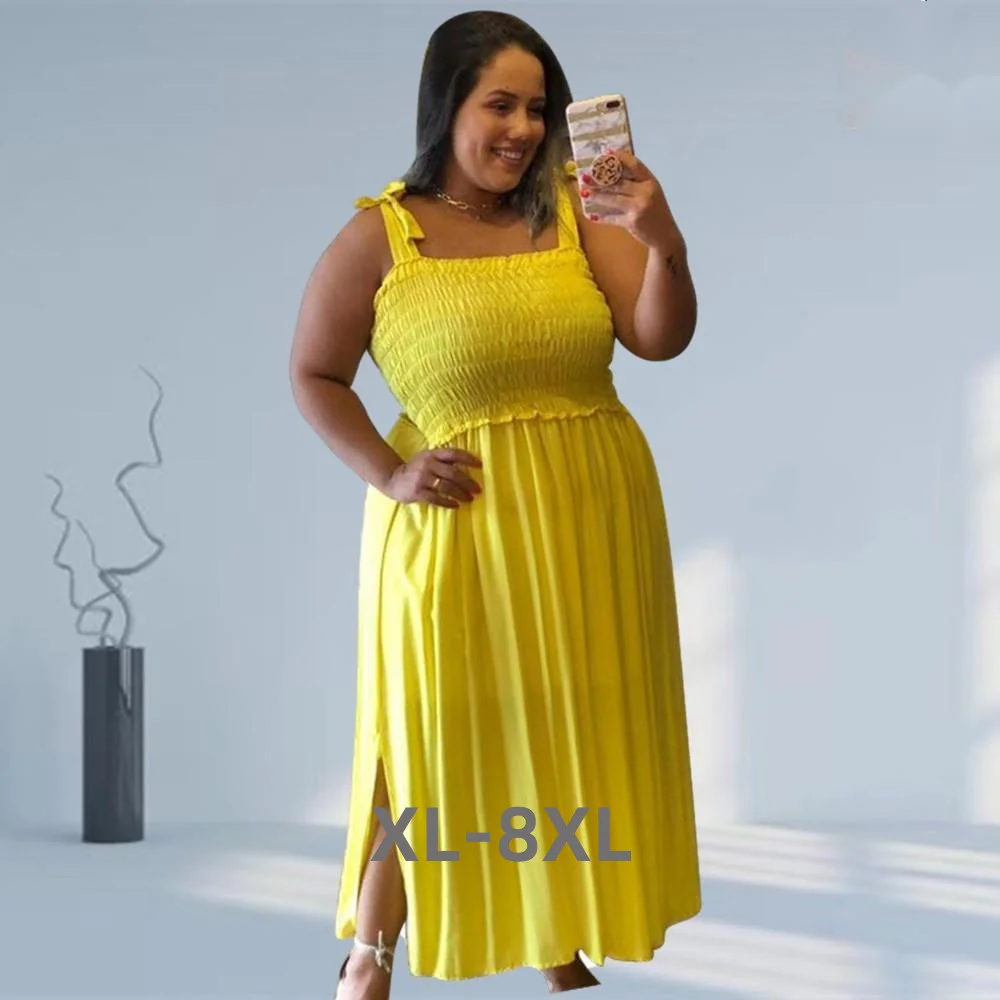 Plus Size Summer 2023 Women Dresses 4xlwholesale Sexy Elegant Party Halter Loose New Full Length Dress Street 3xl 4xl 5xl 6xl