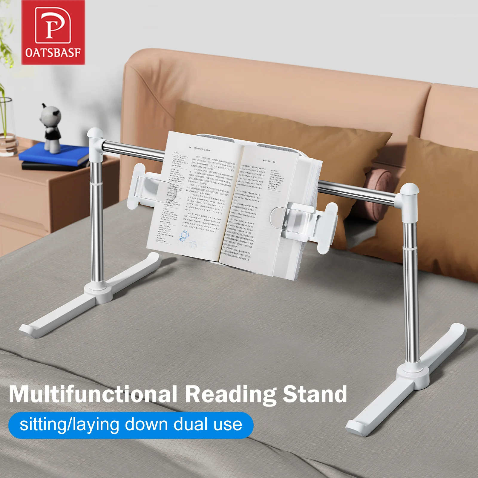 Oatsbasf Foldable Tablet Stand ipad Stand Holder Bed Reading Book Rack Lazy Phone Holder Multifunctional Combination Shelf